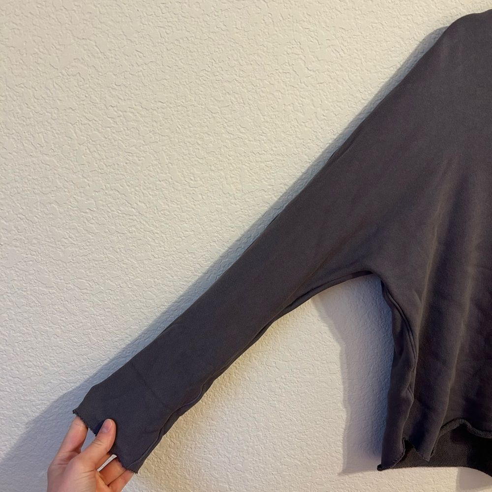 Frank & Eileen Effie Long Sleeve Funnel Neck Capelet in Elephant Grey, Size XS - Picture 7 of 11